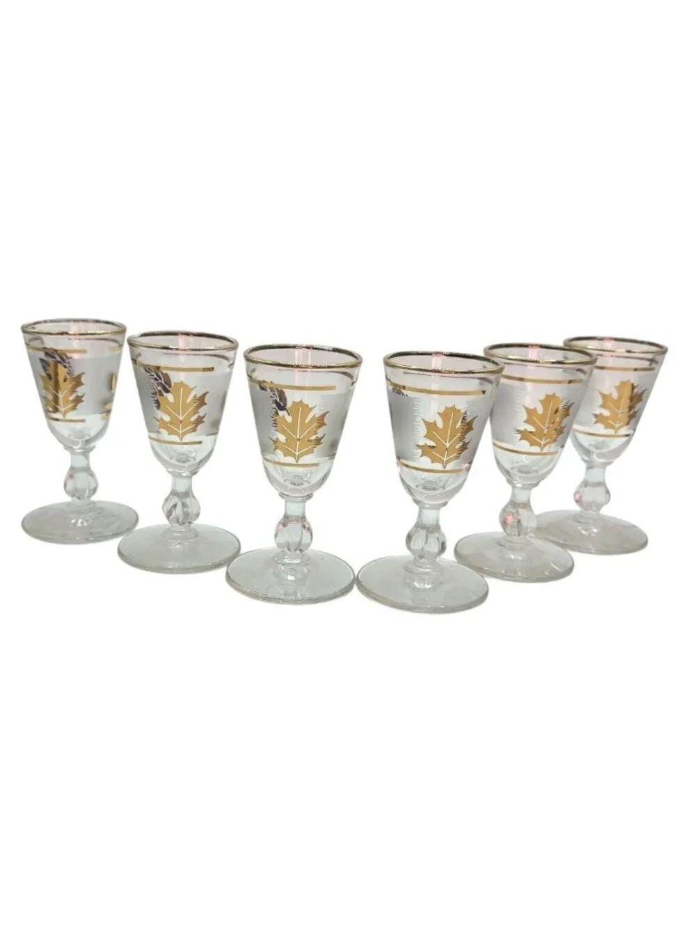 Vtg Libbey Golden Foliage Set of 6 Stemmed Cordial Glasses 3.5